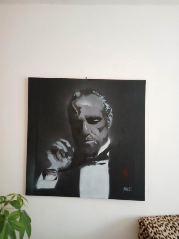 Don Corleone Schilderij - Handgeschilderd, Antiek en Kunst, Kunst | Schilderijen | Klassiek, Ophalen of Verzenden