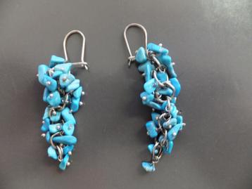 vintage bohemian boho oorbellen turquoise steen feestje beschikbaar voor biedingen