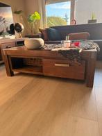 Houten salontafel met opbergruimte, Ophalen, Gebruikt, 100 tot 150 cm, Eikenhout