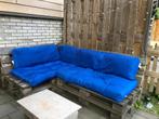VidaXL palletkussen stof koningsblauw, loungebank, Tuin en Terras, Ophalen, Zo goed als nieuw, Hout, 2 zitplaatsen