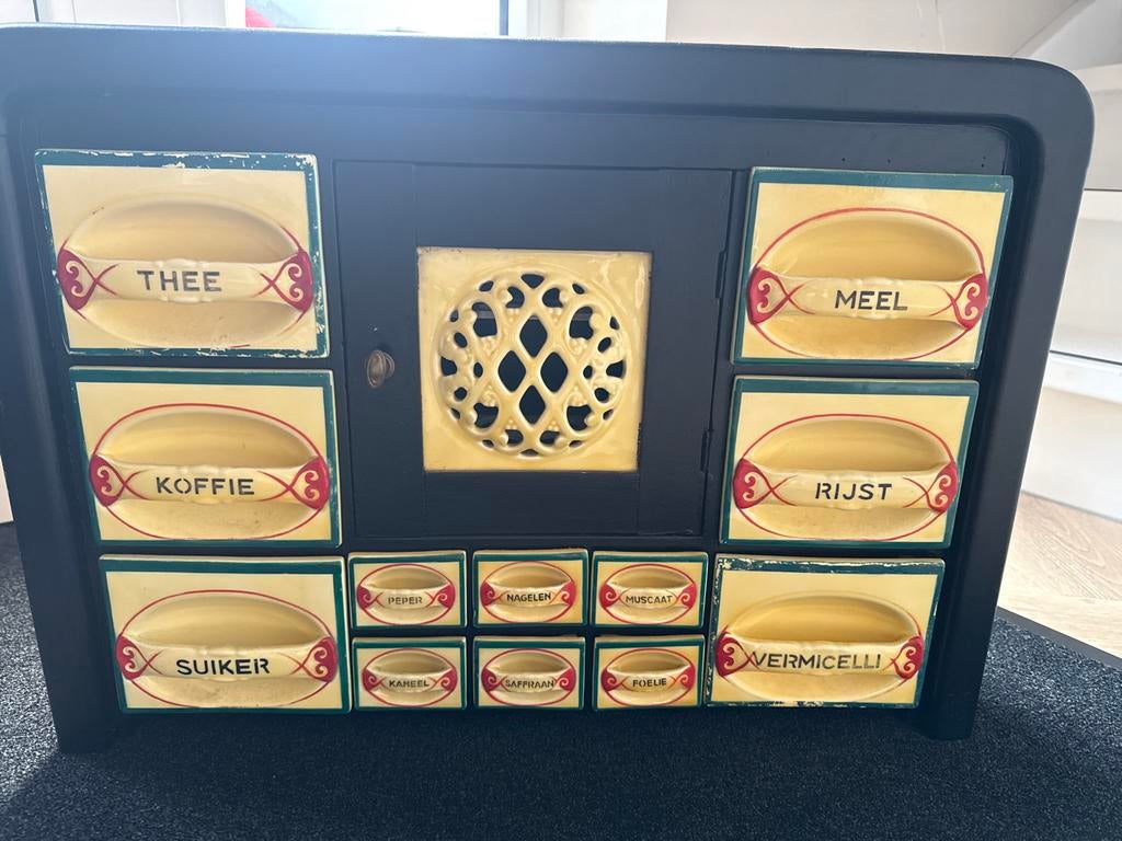 Antiek kruidenkastje jaren ’20/’30 – porselein, Antiek en Kunst, Antiek | Keukenbenodigdheden, Ophalen