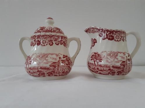 Barrals: decor Elizabethan het rode roomkan en de suikerpot, Antiek en Kunst, Antiek | Servies los, Ophalen of Verzenden