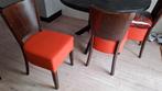 4 Retro Horeca Stoelen Oranje Ska-leer, Huis en Inrichting, Stoelen, Ophalen, Gebruikt, Overige kleuren, Leer