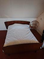 Vintage tweepersoonsbed 190x160 cm, Ophalen, Gebruikt, Bruin, Vintage