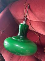 Vintage hanglamp groen glas, Huis en Inrichting, Lampen | Hanglampen, Ophalen, Zo goed als nieuw, Glas, Minder dan 50 cm