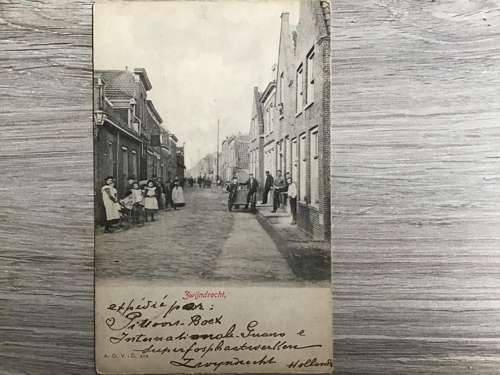 Zwijndrecht mensen op straat handkar 1900-05, Ophalen of Verzenden, Voor 1920, Gelopen, Zuid-Holland