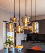 Hanglamp , smoke glas , 9 lamps , zwarte plafondplaat, Ophalen, Glas, Minder dan 50 cm, Hotel chique