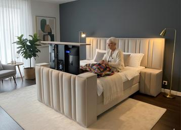Luxe boxspring bed OPMAAT - Met ingebouwd tv-lift  beschikbaar voor biedingen