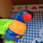 Fluitende papegaai parkiet knuffel met polishouder 18 cm, Ophalen of Verzenden