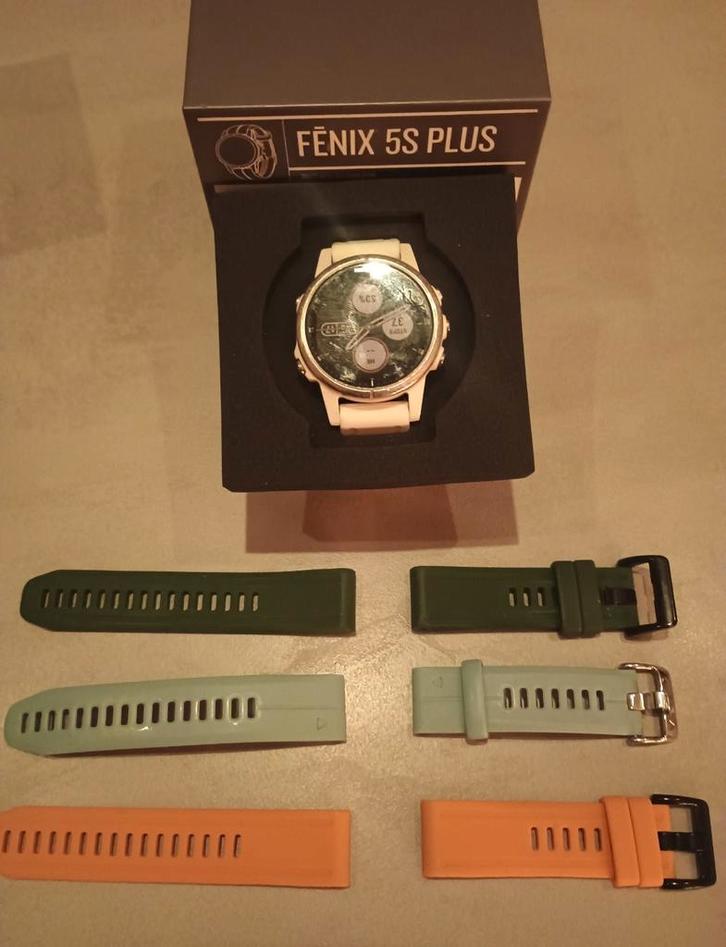 Garmin Fenix 5S plus in goede staat inclusief extra's, Sieraden, Tassen en Uiterlijk, Smartwatches, Android, Zwart, GPS, Ophalen of Verzenden