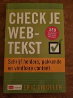 Boek | Check je webtekst | Eric Tiggeler, Ophalen of Verzenden, Zo goed als nieuw
