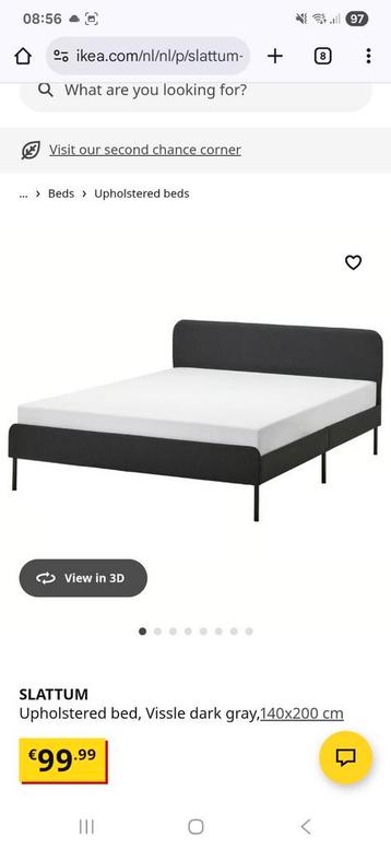 Ikea Slattum Bedframe 140x200 light grey - afbeelding 5