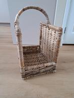Houtmand in rotan voor open haardhout / kranten, Ophalen of Verzenden, Rechthoekig, Riet, Mand