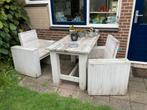 Steigerhouten Tuinset - White Wash, Tuin en Terras, Gebruikt, Steigerhout, Tuinset, Eettafel