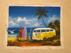 Vintage VW bus aan het strand - Schilderij uit Brazilië, Ophalen