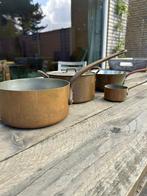 4 delig koperen pannenset, Huis en Inrichting, Keuken | Potten en Pannen, Ophalen, Gebruikt, Overige materialen, Pannenset