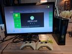 Xbox 360 slim met scherm en spellen, Spelcomputers en Games, Spelcomputers | Xbox 360, Ophalen, Met 2 controllers, 250 GB, Gebruikt