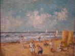 Spelende kinderen op het strand Noordwijk, Antiek en Kunst, Ophalen of Verzenden