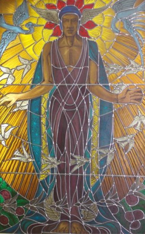 Gebrandschilderd Glas in Lood Raam, Antiek en Kunst, Antiek | Religie, Ophalen