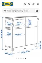 Wit IKEA BESTÅ kast met glasdeuren en LED-verlichting, Ophalen, 100 tot 150 cm, 25 tot 50 cm, Met deur(en)