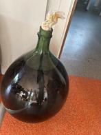 Handgeblazen groene wijnfles, Huis en Inrichting, Ophalen, Gebruikt, Glas, Minder dan 50 cm