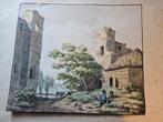 Tekening van  ruïne van Brederode te Santpoort met figuren, Antiek en Kunst, Ophalen of Verzenden