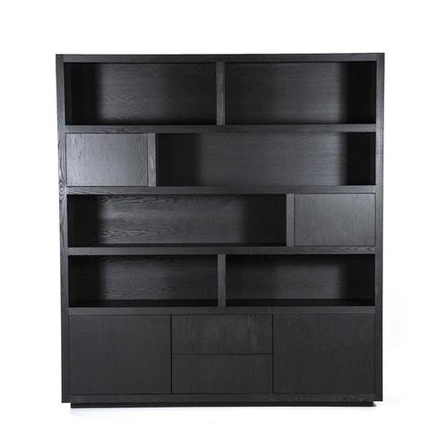 Zwarte eiken vakkenkast Helsinki. Merk: Eleonora 20%korting!, Huis en Inrichting, Kasten | Buffetkasten, Nieuw, 200 cm of meer