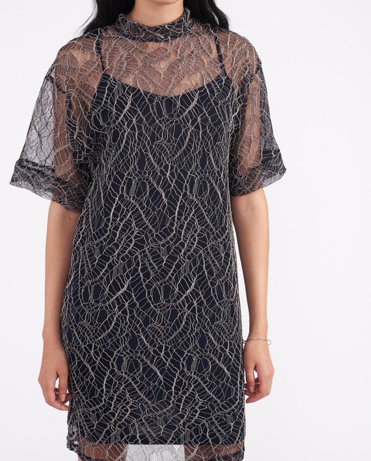 SELECTED FEMME kanten jurk maat M d.blauw/ecru, Kleding | Dames, Jurken, Zo goed als nieuw, Maat 38/40 (M), Blauw, Boven de knie