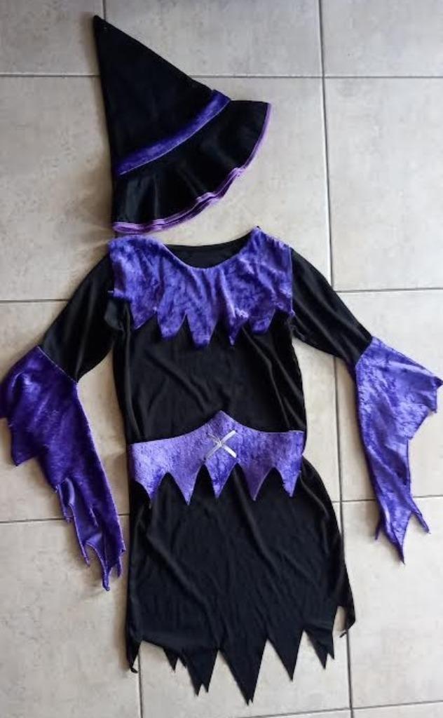 Halloween heksenkleedje + hoed, Kinderen en Baby's, Carnavalskleding en Verkleedspullen, Zo goed als nieuw, Meisje, Ophalen of Verzenden