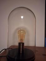 Glazen stolp lamp met vintage gloeilamp, Ophalen of Verzenden