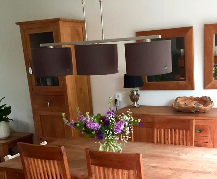 Hanglamp metaal voor drie lampen - zonder lampenkappen, Huis en Inrichting, Lampen | Hanglampen, Zo goed als nieuw, 50 tot 75 cm