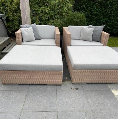 Dedon Lounge set twee stoelen/ligbedden, Tuin en Terras, Tuinstoelen, Zo goed als nieuw, Wicker, Ophalen of Verzenden