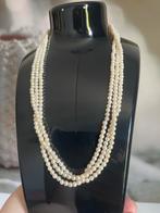 Drierijig vintage parelcollier echte parels en vermeilslot, Ophalen of Verzenden, Steen of Mineraal
