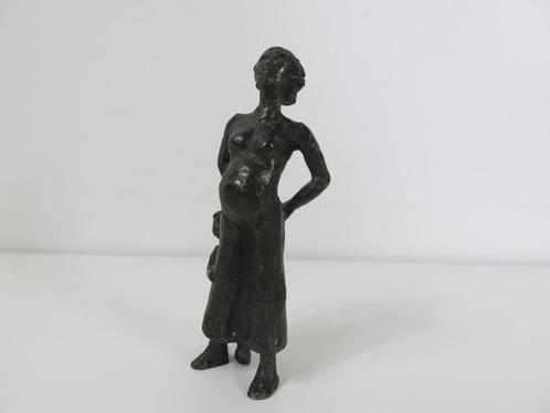 Bronzen beeldje zwangere vrouw met kind, Antiek en Kunst, Antiek | Koper en Brons, Ophalen of Verzenden