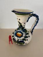 Vintage Vaas met Gevlochten Handgreep, Gebruikt, Overige kleuren, Aardewerk of Porselein, Ophalen of Verzenden