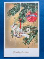 Zwaan kersthanger oude kerstkaart, Verzamelen, Ansichtkaarten | Themakaarten, Ophalen of Verzenden, 1940 tot 1960, Gelopen, Feest(dag)