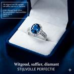 witgoud, lab saffier, 0.59ct diamant, Sieraden, Tassen en Uiterlijk, Edelstenen, Ophalen of Verzenden, Nieuw