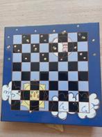 Vintage glas geglaziurd Schaakbord met Zon- en Maanmotief, Een of twee spelers, Ophalen of Verzenden, Zo goed als nieuw, Onbekend