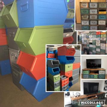 Stapelbakken metaal Opbergbak KASTEN div Maten Kleuren SALE beschikbaar voor biedingen