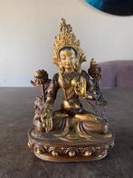 Goldface Brons Witte Tara beeld uit Nepal 21 cm hoog, Ophalen of Verzenden