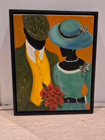 Schilderij van twee mensen beschikbaar voor biedingen