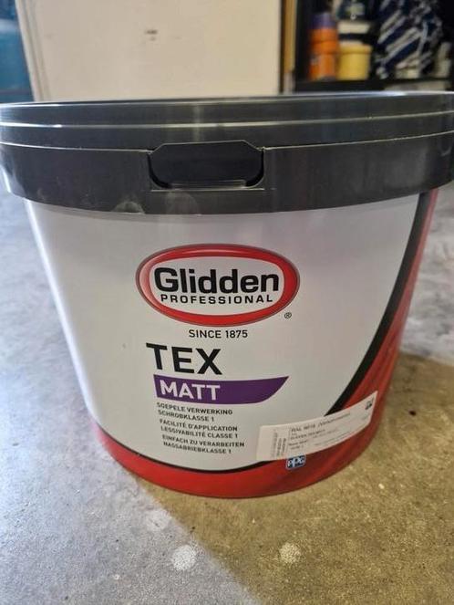 Glidden 9016 TEX Matt 10L latex Nieuw, Doe-het-zelf en Verbouw, Verf, Beits en Lak, Nieuw, Verf, Wit, Ophalen