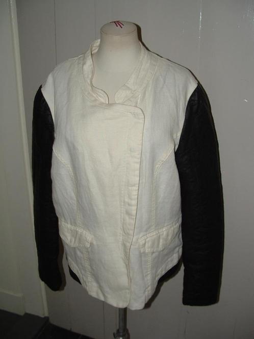 Modieus! Expresso bepke jasje linnen - leer (imitatie) 44, Kleding | Dames, Jasjes, Kostuums en Pakken, Gedragen, Jasje, Maat 42/44 (L)