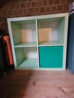 Ikea Kallax kast mintgroen met groene inzet, Ophalen, Met plank(en), Gebruikt, Minder dan 100 cm