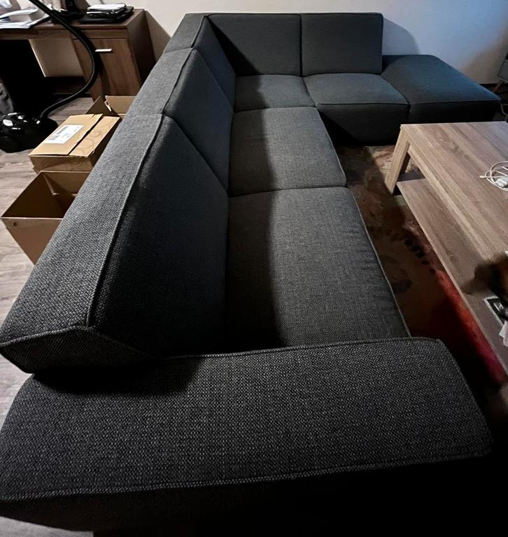 Mooie hoekbank antraciet, Huis en Inrichting, Banken | Complete zithoeken, Gebruikt, Ophalen