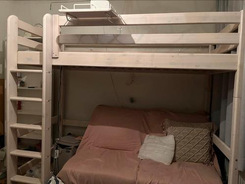 Hoogslaper wit hout, 1 persoons, Huis en Inrichting, Slaapkamer | Stapelbedden en Hoogslapers, Zo goed als nieuw, Hoogslaper, 100 cm