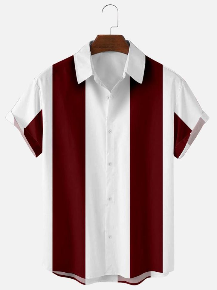 Rood wit gestreept heren overhemd / bowling rockabilly, Kleding | Heren, Overhemden, Nieuw, Verzenden