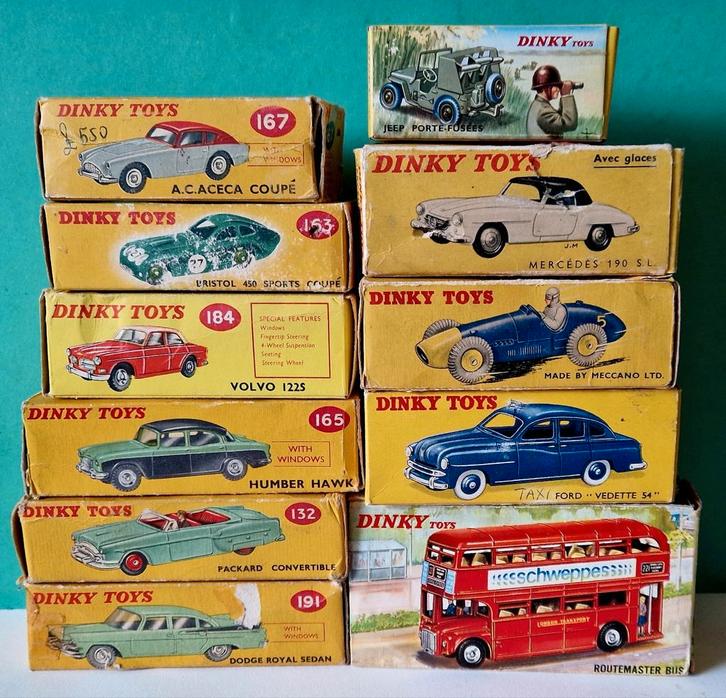 11 originele Dinky Toys doosjes, Hobby en Vrije tijd, Modelauto's | 1:43, Gebruikt, Auto, Dinky Toys, Verzenden