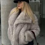 Zara faux fur jacket taupe S (4360/246), Verzenden, Nieuw, Maat 36 (S), Beige