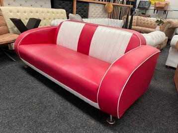 Americana Bel-Air Bank+Stoel (Sofa) Rood/Wit Retro Fifties beschikbaar voor biedingen